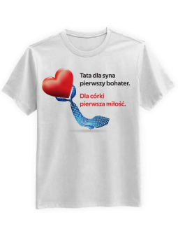 Koszulka Koszulka Męska Tata dla syna i córki Biała - Śmieszne T-Shirty z Nadrukami ?