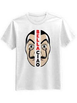 Koszulka Koszulka Męska Dom z Papieru Bella Ciao Biała - Śmieszne T-Shirty z Nadrukami ?