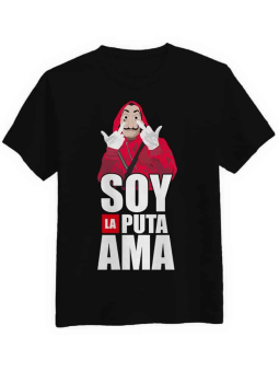 Koszulka Koszulka Męska Dom z Papieru Soy La Puta Ama Czarna - Śmieszne T-Shirty z Nadrukami ?