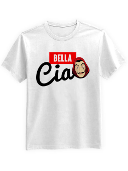 Koszulka Koszulka Męska Dom z Papieru Bella Ciao Heist Biała - Śmieszne T-Shirty z Nadrukami ?