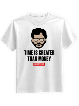 Koszulka Koszulka Męska Dom z Papieru Time is Greater Then Money Biała - Śmieszne T-Shirty z Nadrukami ?