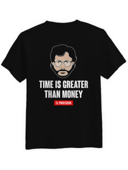 Koszulka Koszulka Męska Dom z Papieru Time is Greater Then Money Czarna - Śmieszne T-Shirty z Nadrukami ?