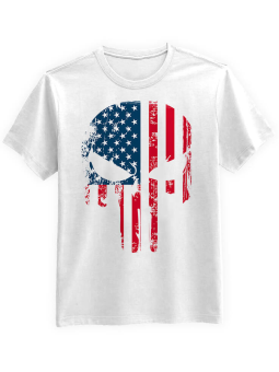 Koszulka Koszulka Męska Punisher America Biała - Śmieszne T-Shirty z Nadrukami ?