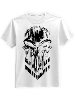 Koszulka Koszulka Męska Punisher Military Biała - Śmieszne T-Shirty z Nadrukami ?
