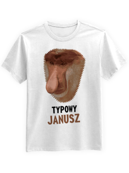 Koszulka Koszulka Męska Typowy Janusz Biała - Śmieszne T-Shirty z Nadrukami ?