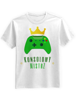 Koszulka Koszulka Męska Konsolowy Mistrz Biała - Śmieszne T-Shirty z Nadrukami ?
