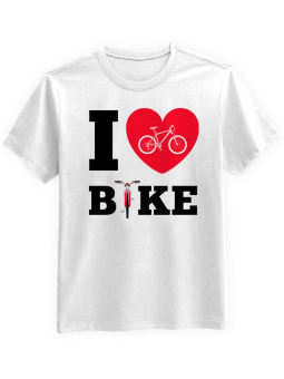 Koszulka Koszulka Męska Rower I Love Bike Biała - Śmieszne T-Shirty z Nadrukami ?