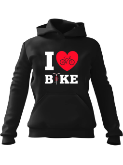 Bluza Męska z kapturem I Love Bike Czarna - Śmieszne gadżety z Nadrukami ?