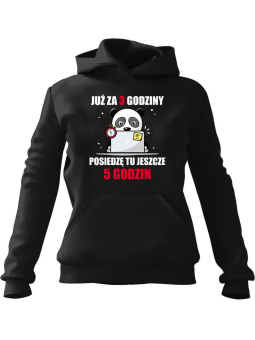 Bluza Damska z kapturem Już za 3 godziny Czarna - Modna Odzież z Nadrukami ?