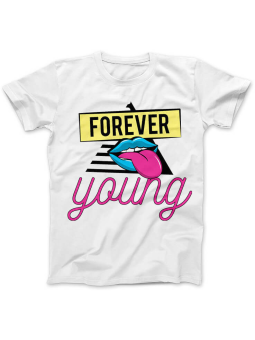 Koszulka Koszulka Damska Forever Young Biała - Śmieszne T-Shirty z Nadrukami ?