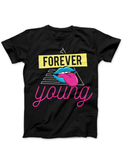Koszulka Koszulka Damska Forever Young Czarna - Śmieszne T-Shirty z Nadrukami ?