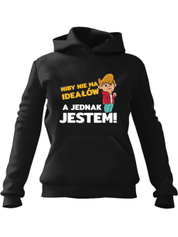 Bluza Męska z kapturem Niby Nie ma Ideałów Czarna - Śmieszne gadżety z Nadrukami ?