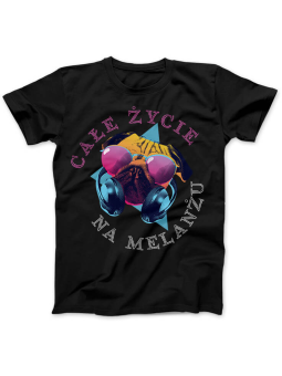 Koszulka Koszulka Damska Całe życie na Melanżu Czarna - Śmieszne T-Shirty z Nadrukami ?