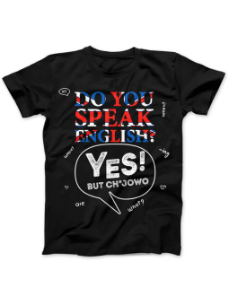 Koszulka Koszulka Damska Do You Speak English Czarna - Śmieszne T-Shirty z Nadrukami ?