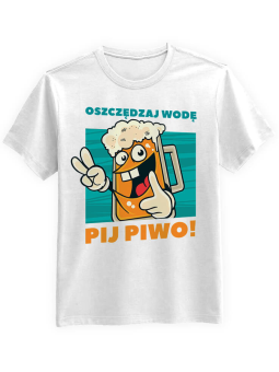 Koszulka Koszulka Męska Oszczędzaj Wodę Pij Piwo Biała - Śmieszne T-Shirty z Nadrukami ?