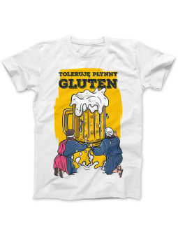 Koszulka Koszulka Damska Toleruję Płynny Gluten Biała - Śmieszne T-Shirty z Nadrukami ?