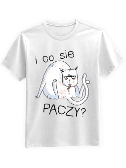 Koszulka Koszulka Męska Co Sie Paczy Biała - Śmieszne T-Shirty z Nadrukami ?