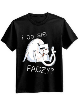 Koszulka Koszulka Męska Co Sie Paczy Czarna - Śmieszne T-Shirty z Nadrukami ?