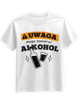 Koszulka Koszulka Męska Zawieram Alkohol Biała - Śmieszne T-Shirty z Nadrukami ?