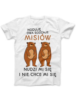 Koszulka Koszulka Damska Dwa rodzaje misiów Biała - Śmieszne T-Shirty z Nadrukami ?