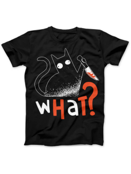 Koszulka Koszulka Damska Kot What Czarna - Śmieszne T-Shirty z Nadrukami ?