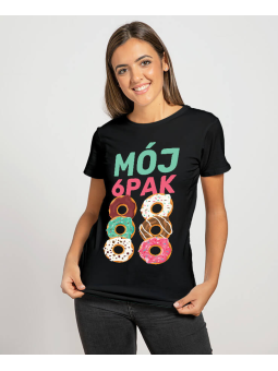 Koszulka Koszulka Damska Mój Sześciopak Czarna - Śmieszne T-Shirty z Nadrukami ?