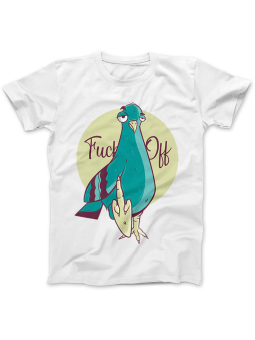 Koszulka Koszulka Damska Gołąb Fuck Off Biała - Śmieszne T-Shirty z Nadrukami ?