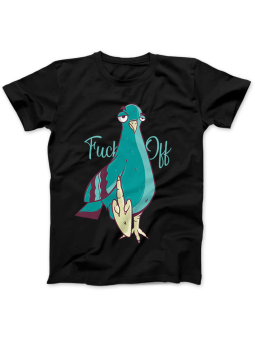 Koszulka Koszulka Damska Gołąb Fuck Off Czarna - Śmieszne T-Shirty z Nadrukami ?