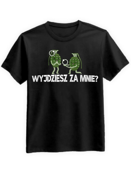 Koszulka Koszulka Męska Wyjdziesz za mnie Czarna - Śmieszne T-Shirty z Nadrukami ?