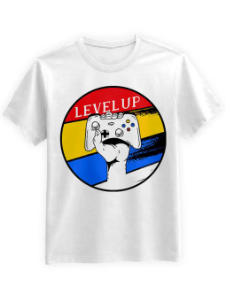 Koszulka Koszulka Męska Level Up Biała - Śmieszne T-Shirty z Nadrukami ?