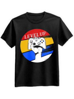 Koszulka Koszulka Męska Level Up Czarna - Śmieszne T-Shirty z Nadrukami ?
