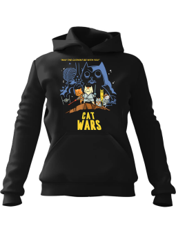 Bluza Męska z kapturem Cat Wars Czarna - Śmieszne gadżety z Nadrukami ?
