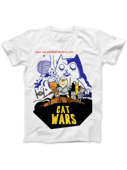 Koszulka Koszulka Damska Cat Wars Biała - Śmieszne T-Shirty z Nadrukami ?