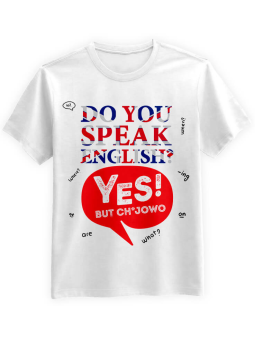 Koszulka Koszulka Męska Do You Speak English Biała - Śmieszne T-Shirty z Nadrukami ?