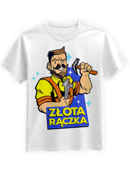 Koszulka Koszulka Męska Złota Rączka Biała - Śmieszne T-Shirty z Nadrukami ?