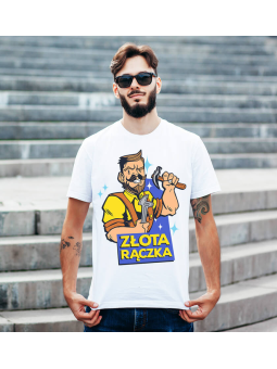 Koszulka Koszulka Męska Złota Rączka Biała - Śmieszne T-Shirty z Nadrukami ?