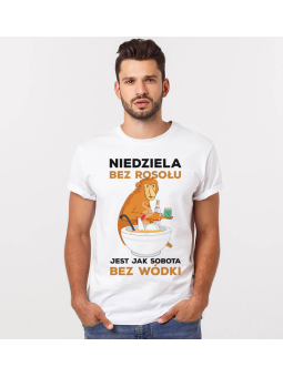 Koszulka Koszulka Męska Niedziela bez rosołu jak sobota bez wódki Biała - Śmieszne T-Shirty z Nadrukami ?