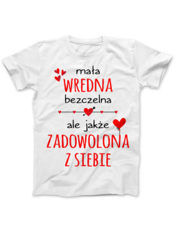 Koszulka Koszulka Damska Mała Wredna Bezczelna Biała - Śmieszne T-Shirty z Nadrukami ?