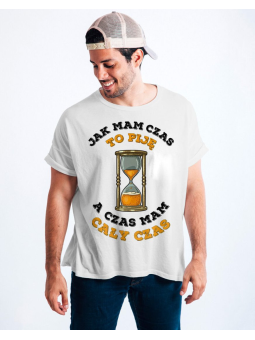 Koszulka Koszulka Męska Jak mam czas to piję Czarna - Śmieszne T-Shirty z Nadrukami ?