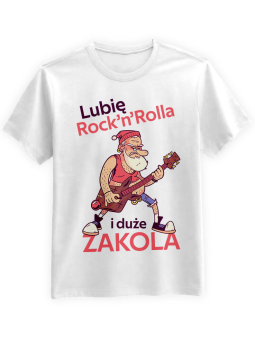 Koszulka Koszulka Męska Lubię Rock'n'Rolla i Duże Zakola Biała - Śmieszne T-Shirty z Nadrukami ?