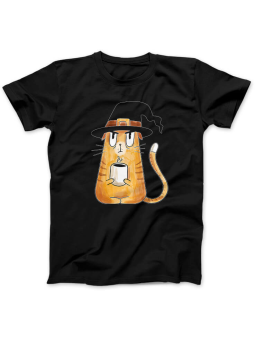 Koszulka Koszulka Damska Kot Wiedźma Czarna - Śmieszne T-Shirty z Nadrukami ?