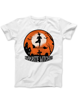 Koszulka Koszulka Damska Namaste Witches Biała - Śmieszne T-Shirty z Nadrukami ?