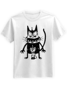 Koszulka Koszulka Męska Przerażony Kot i Mysz Biała - Śmieszne T-Shirty z Nadrukami ?