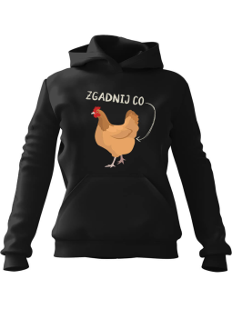 Bluza Męska z kapturem Zgadnij Co Czarna - Śmieszne gadżety z Nadrukami ?