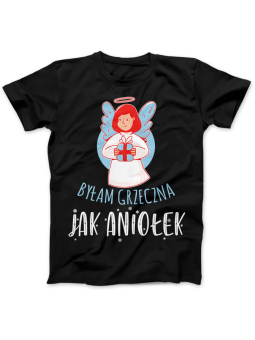 Koszulka Koszulka Damska Grzeczna jak Aniołek Czarna - Śmieszne T-Shirty z Nadrukami ?