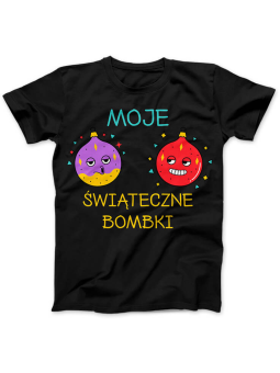 Koszulka Koszulka Damska Moje Świąteczne Bombki Czarna - Śmieszne T-Shirty z Nadrukami ?