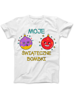 Koszulka Koszulka Damska Moje Świąteczne Bombki Biała - Śmieszne T-Shirty z Nadrukami ?