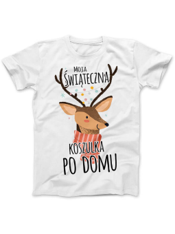 Koszulka Koszulka Damska Świąteczna koszulka po domu Biała - Śmieszne T-Shirty z Nadrukami ?