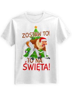 Koszulka Koszulka Męska Zostaw to na święta Biała - Śmieszne T-Shirty z Nadrukami ?