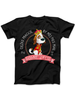 Koszulka Koszulka Damska Ciężko pracuję dla Psa Czarna - Śmieszne T-Shirty z Nadrukami ?